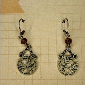 🧚🏻‍♀️ Bronze Tree Earrings with Amber faceted crystal